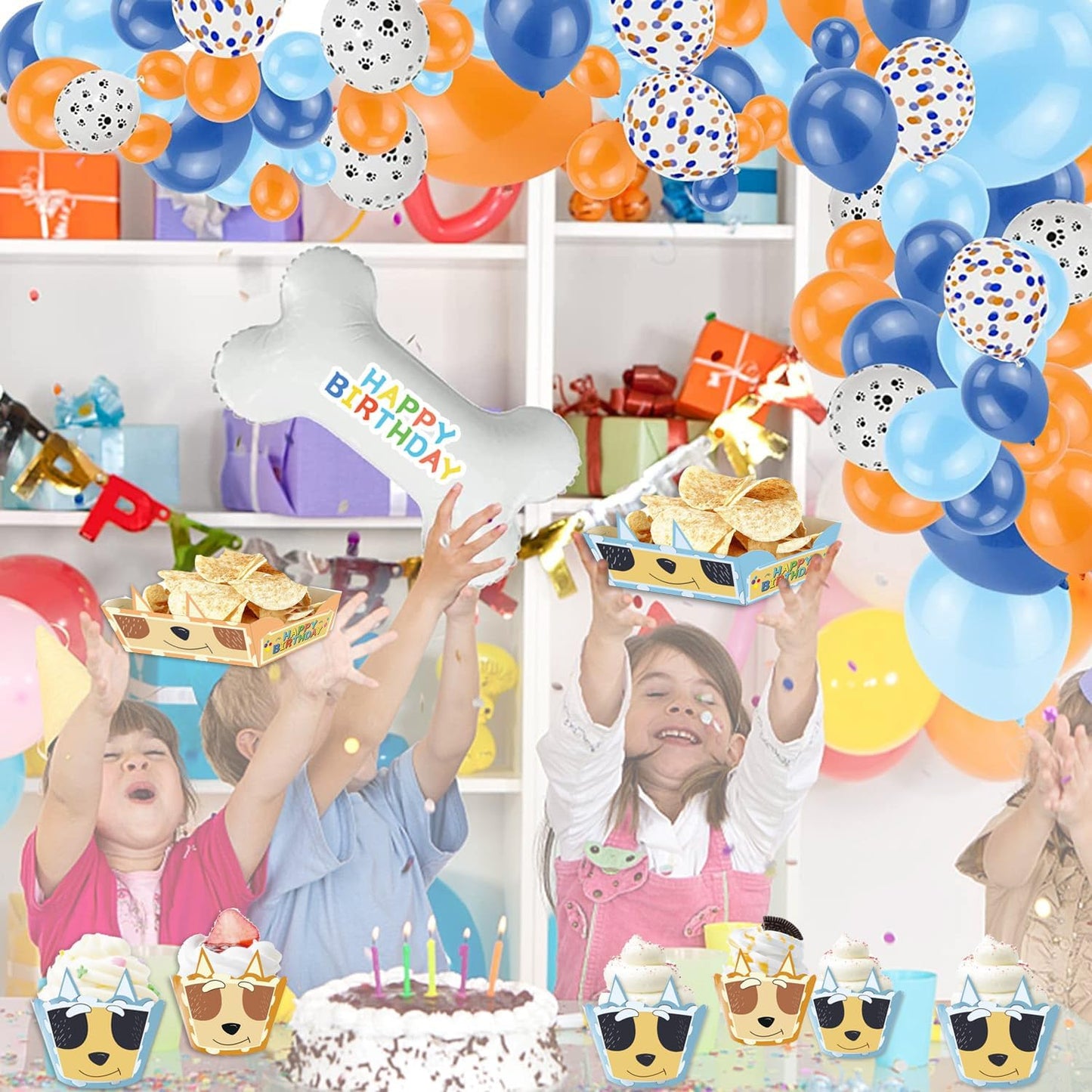 Cartoon Blue Dog Cupcake Wrappers 20pcs Dog Family Cupcake Liners Baking Cups for Blue Dog Theme Birthday Party Supplies Baby Shower Decorations