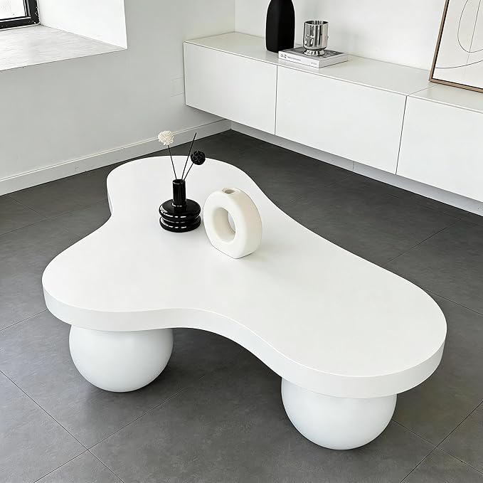 46" Cloud Coffee Table with 3 Ball Legs, Modern Irregular Center Table - Image 9