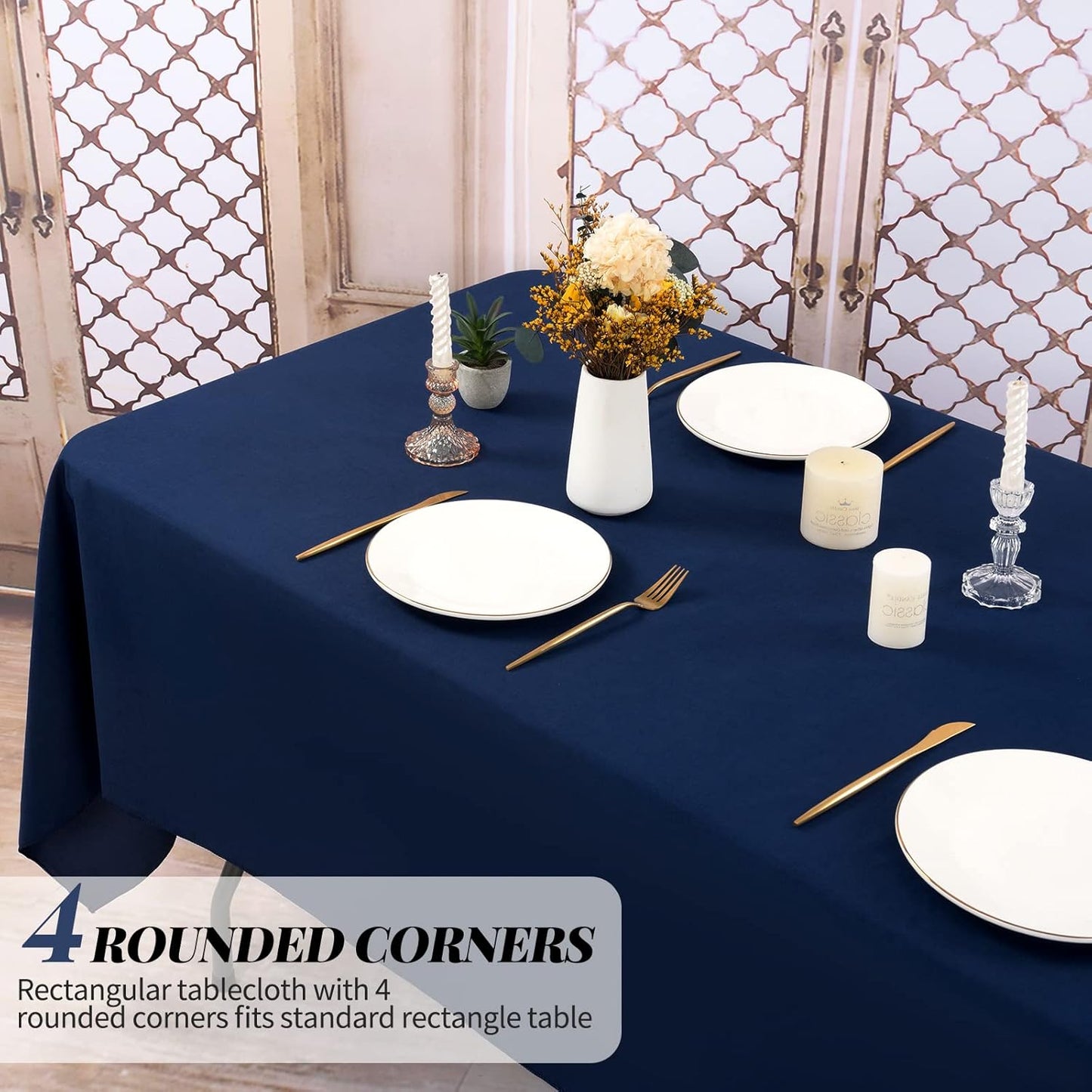 12 Pack Polyester Tablecloth 60 x 126 Inch Navy Blue Tablecloth for 8 Ft Rectangle Tables,Washable Fabric Table Covers Polyester Table Clothes for Wedding Parties Banque