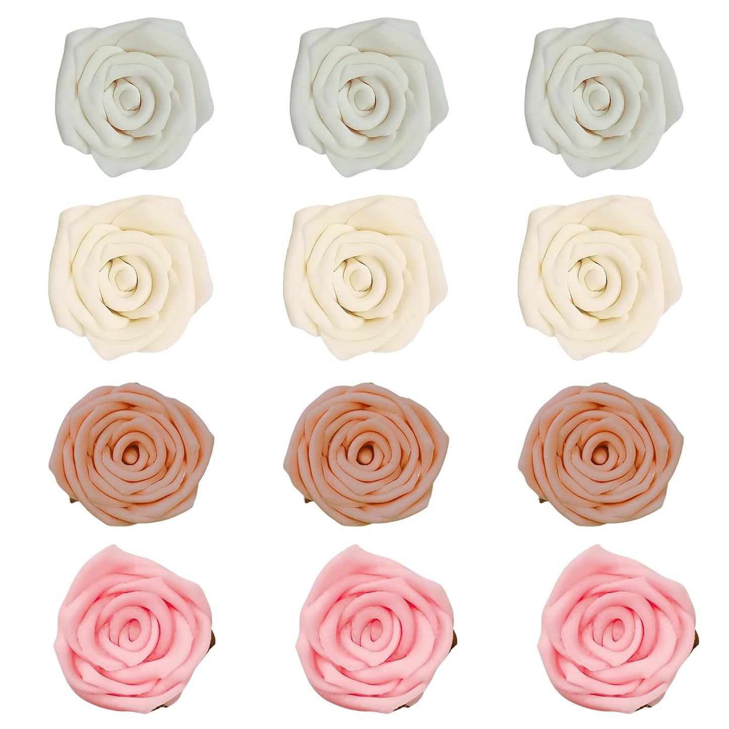 Confect Edible Rose Toppers – Edible Roses for Cake, Cupcake & Doughnut Decorating – Elegant Ombre Floral Toppers for Desserts- Vegan, Dairy-Free, Palm Oil-Free - Pack of 12