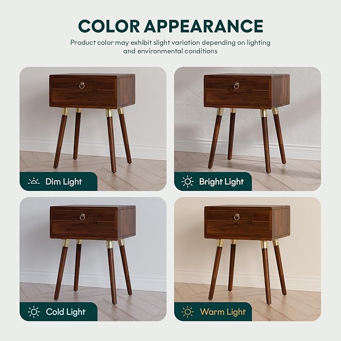 Bme Alden Solid Wood Nightstand/Side Table/End Table, Fully Assembled, - Image 7