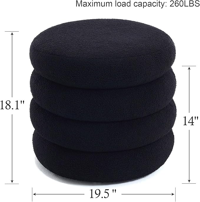 Flouki 19.5" Storage Ottoman Round, Vanity Stools - Image 3