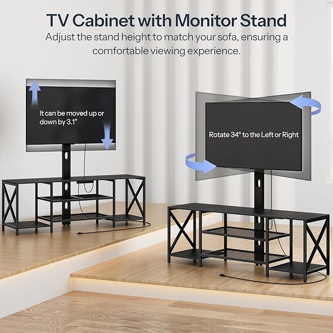 HOOBRO TV Stand with Mount and Power Outlet, LED Entertainment Center with - Image 8