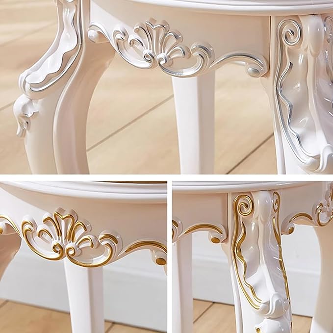 Vintage Vanity Stool & Chair, Round & Rectangular Makeup Stool, Cute Ottoman - Image 5