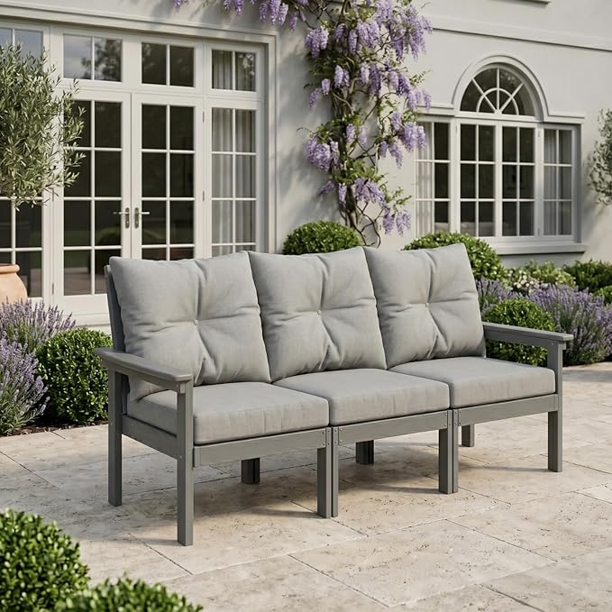 HDPE 4 Piece Patio Furniture Set, All-Weather Outdoor Couch - Image 8