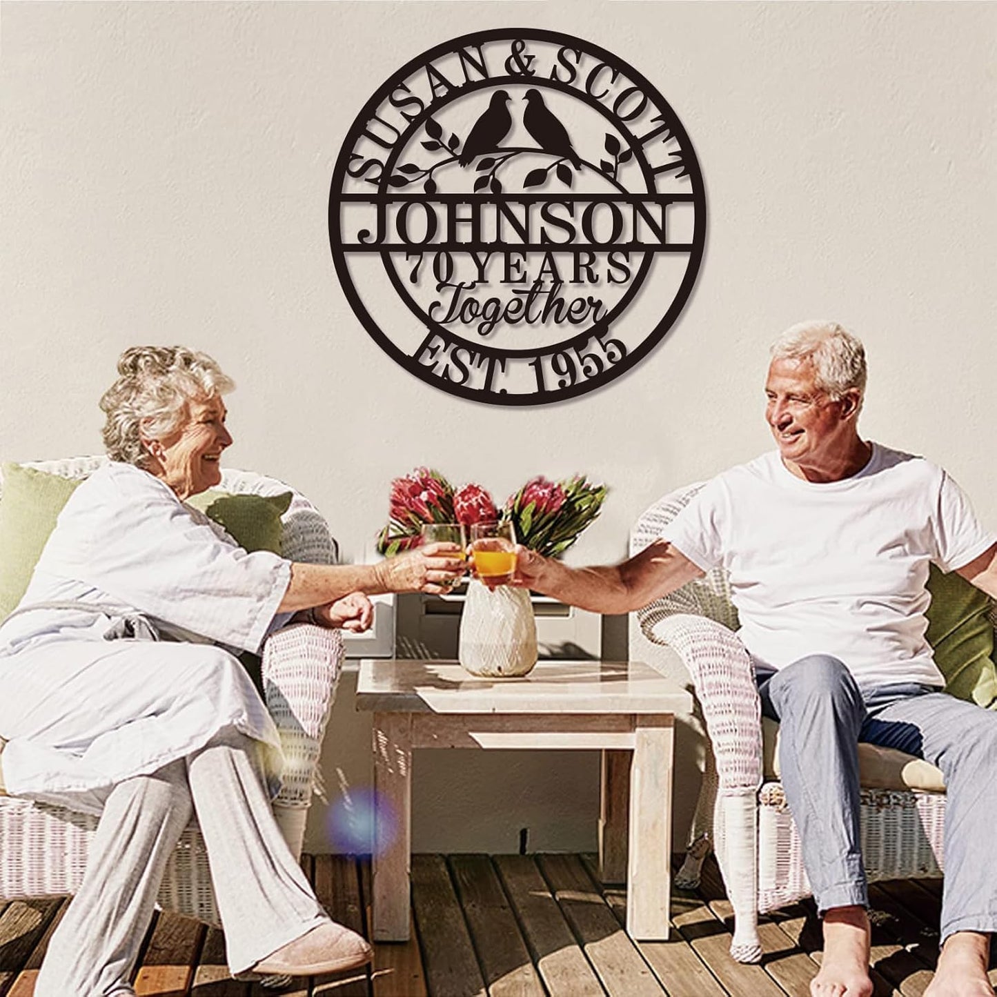 Personalized Wedding Anniversary Sign Gifts, Custom 50th 40th 65th 60th 25th 70th Anniversary Metal Sign, Wedding Gifts for Couples, Custom Name Sign, House Warming Gifts New Home