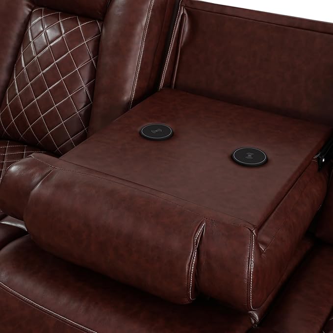 Power Recliner Sofa Set with LED Lights, 2 Manual Recliner 1 Seat and a 3 Seat - Image 6