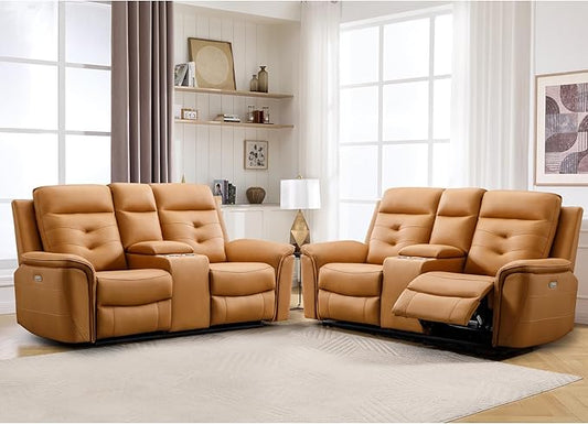 ANJ Oversized Power Reclining Loveseat Sofa Set of 2 by ANJ