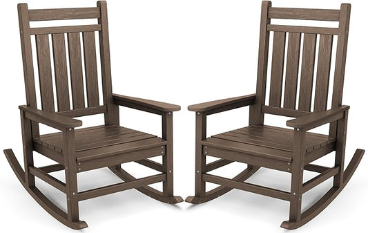 SERWALL Oversized Outdoor Rocking Chair Set of 2, HDPE Rocker by SERWALL
