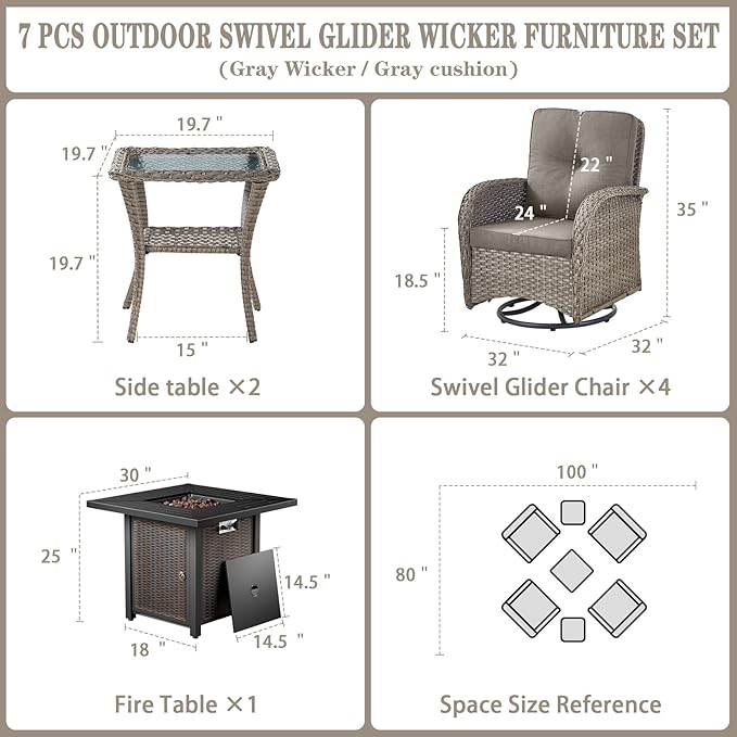 Belord 7 Piece Wicker Patio Furniture Set - Image 2