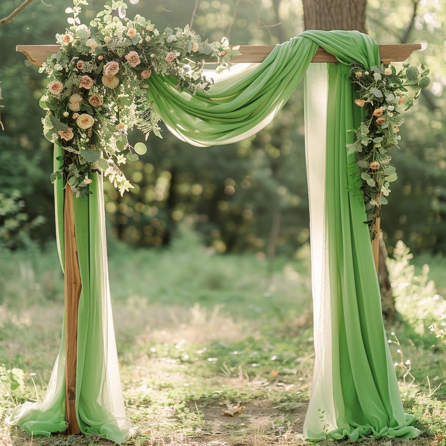 Wokceer Wedding Arch Draping 6 Panels 28.7" x 20FT Sage Green Sheer Fabric Backdrop for Ceremony, Birthday Party, Bridal Shower Decoration