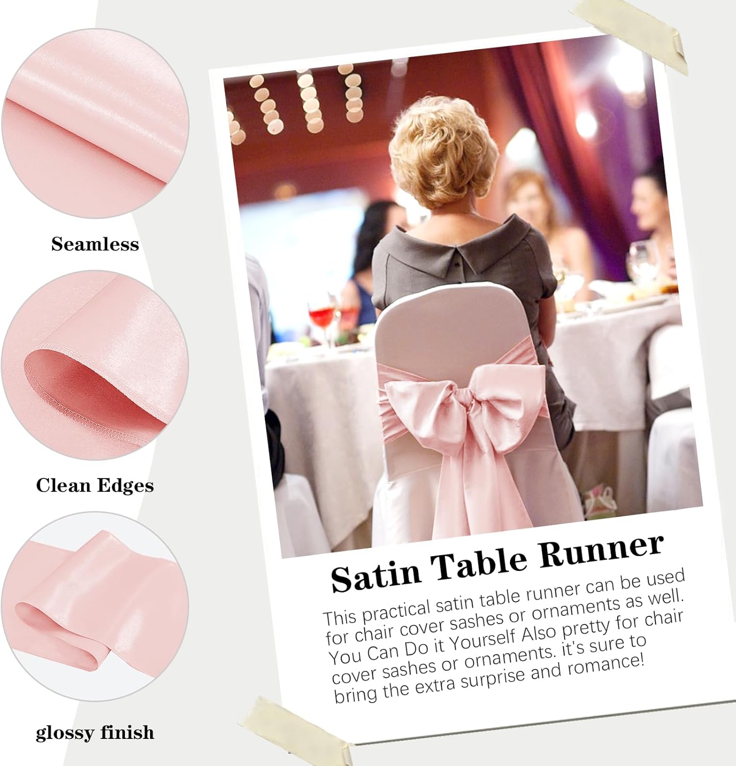 10 Pack Satin Table Runner 12 x 108 Inch Long Rose Gold Silk Table Runner for Wedding Party Banquet Birthday Decoration