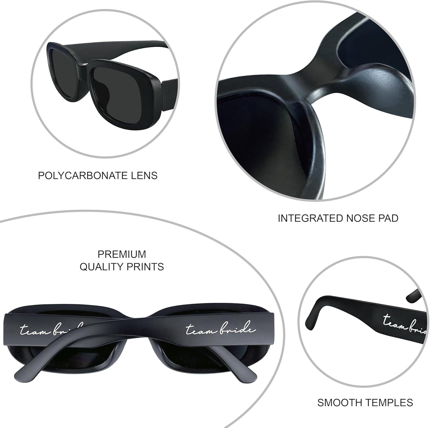 Bride Squad Bachelorette Party Favors 10 Pcs Team Bride Sunglasses Retro Rectangle Bridesmaid Gifts Sunglasses