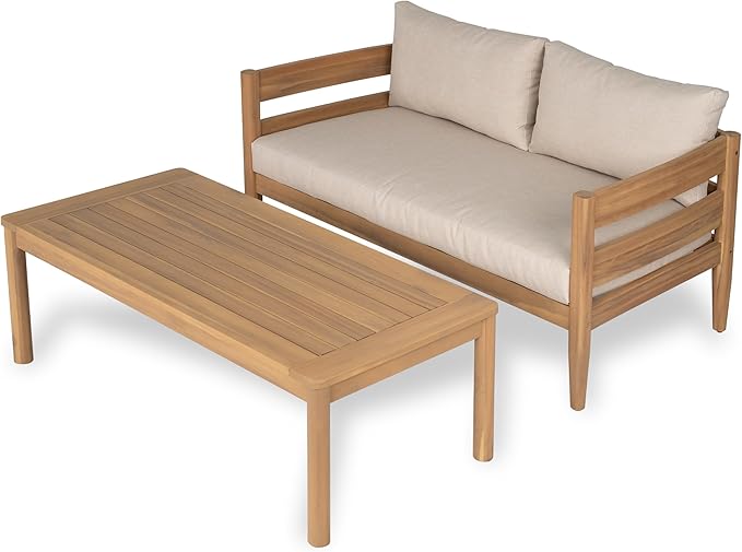 Christopher Knight Home Kory 4-Piece Acacia Wood Patio Furniture Set, Outdoor - Image 7
