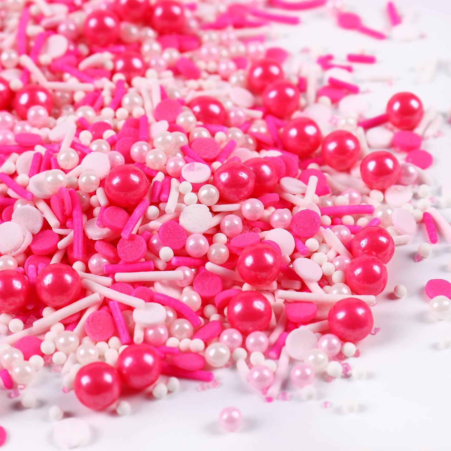 Edible Pink Sprinkles for Cake Decorating, Pink Confetti Sprinkles, Pink Jimmy Sprinkle Mix, Perfect for Baking, Cake, Cupcakes, Macaron, Ice Cream, and Cookies(120g/4.23oz)