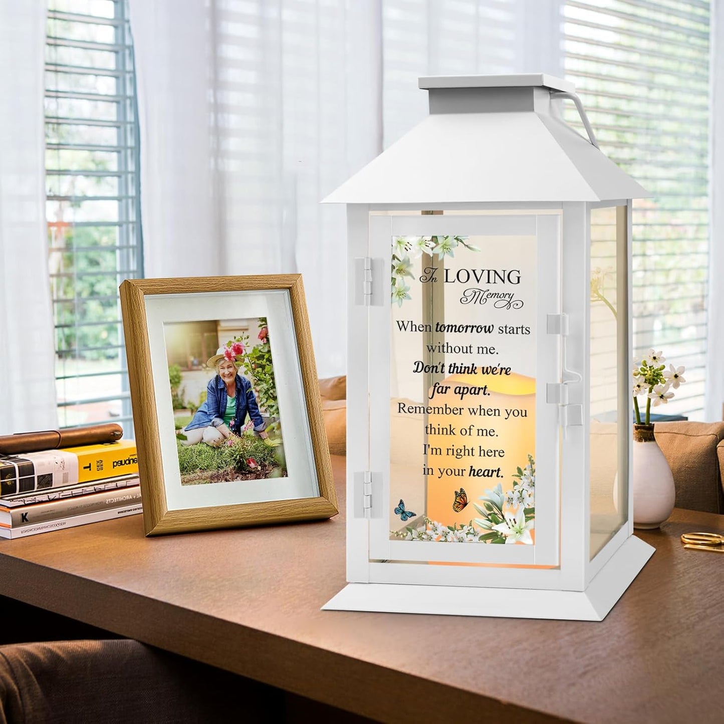 Memorial Lantern Bereavement Gifts in Memory of Loved One Memorial Gifts for Loss of Mother Loss of Father Remembrance Sympathy Gifts for Loss of Loved One with LED Candle and Remote