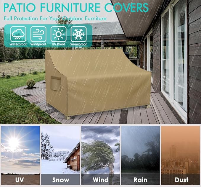 WLEAFJ Patio Sofa Cover Waterproof, 3-Seater Outdoor Sofa, Heavy Duty Deep - Image 5