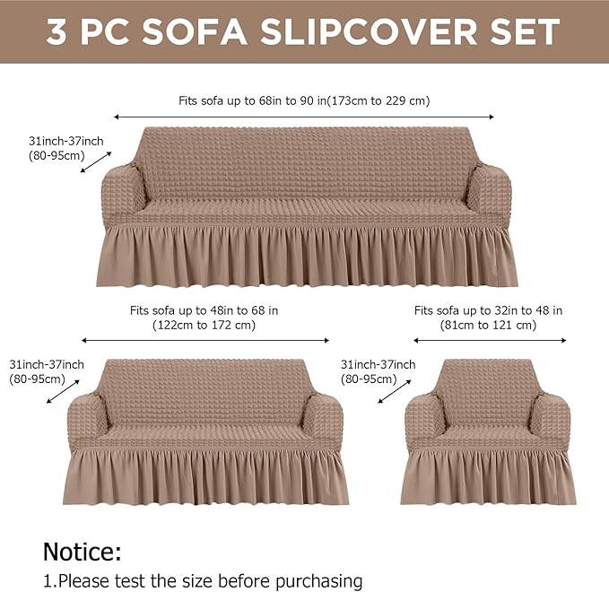 Fanfanwin 3 Pcs Sofa Slipcover Set - Image 2