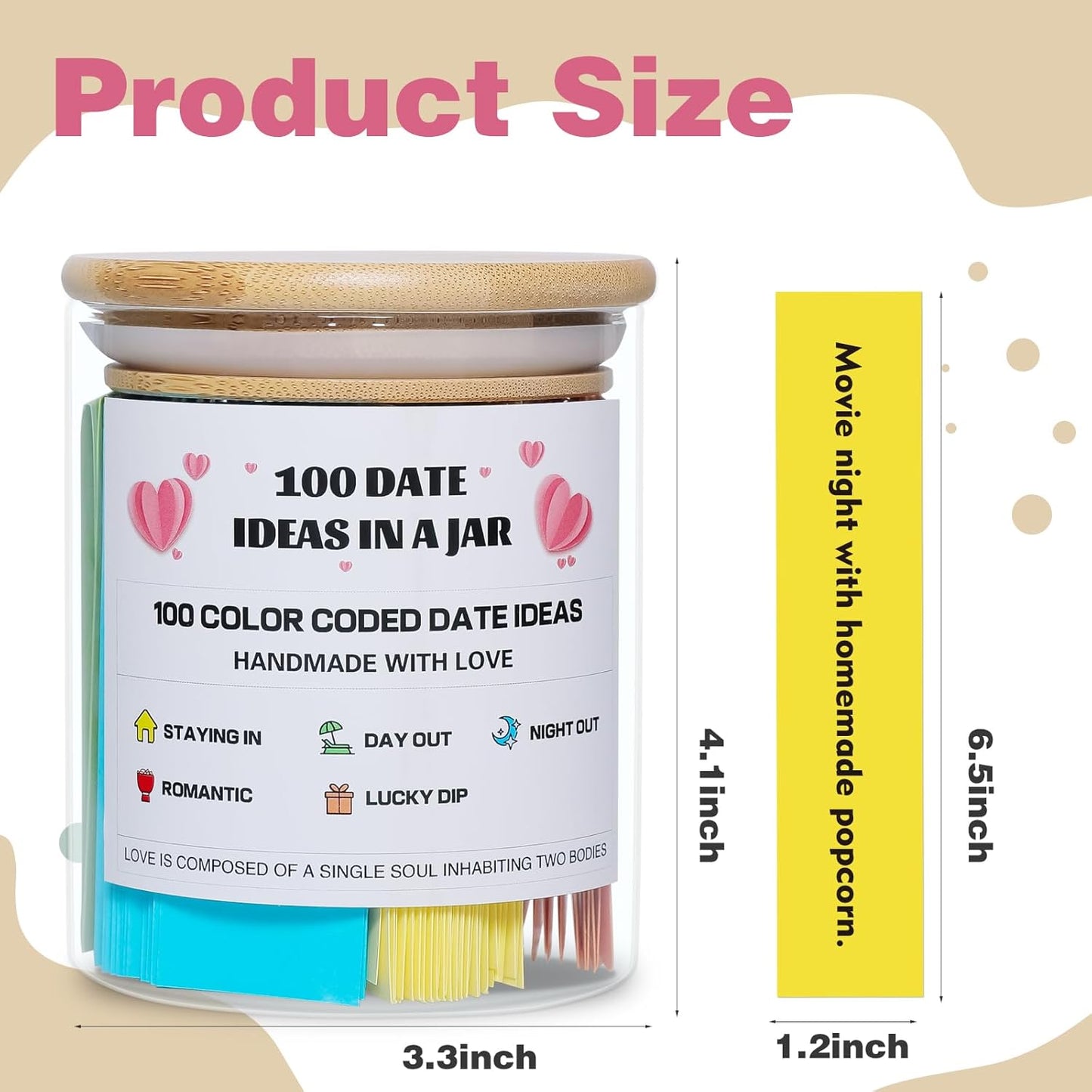 MSEHKM 100 Date Ideas In A Jar Date Night Ideas Color Coded Date Ideas Budget-friendly Date Jar Wedding/Anniversary/Bridal Shower/Newlyweds Gifts for Couples, pure