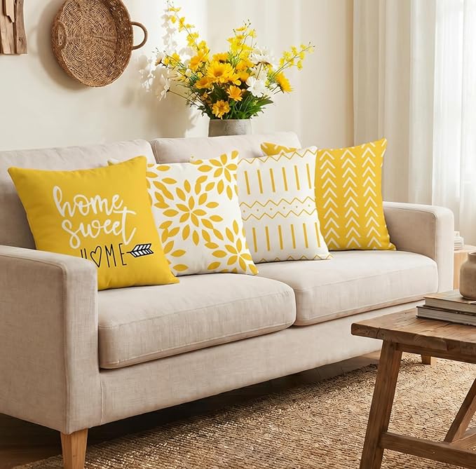 YCOLL Pillow Covers 22x22 Set of 4, Modern Sofa Throw Pillow Cover, Decorative - Image 2