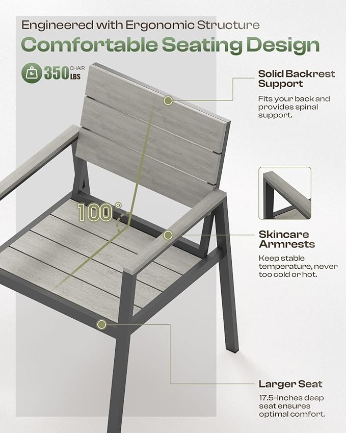 Outdoor Dining Set for 4, Patio Table and Chairs Set - Image 3