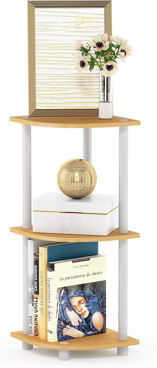 Furinno TURN-N-TUBE Corner Shelf, 3-Tier Corner Bookshelf, Display Storage by Furinno-FitsYourSpaceFitsYourBudget