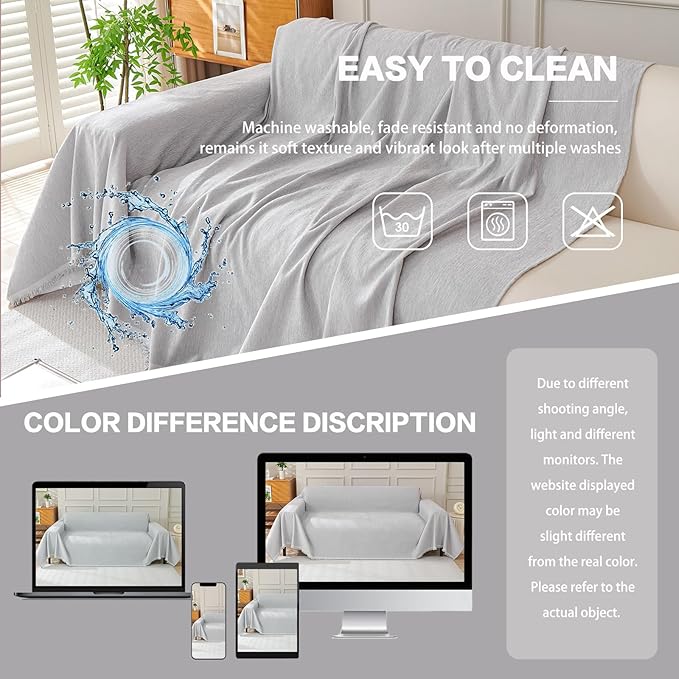 DREAMINGO Sofa Covers Washable Thick Chenille Couch Cover - Image 6