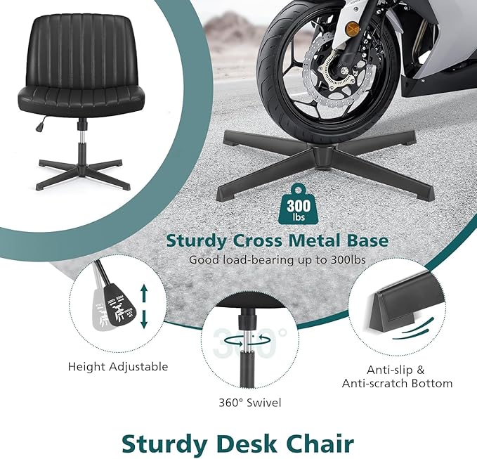 OLIXIS Criss Cross Legged Chairs Armless No Wheels Wide Seat Height Adjustable - Image 6