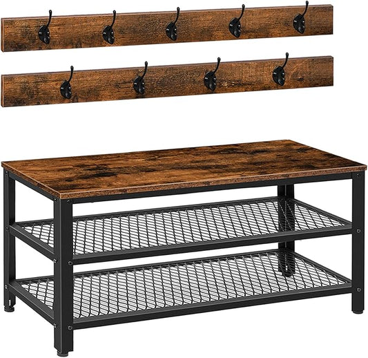 HOOBRO Hall Tree Entryway Storage Bench, Coat Rack Shoe Bench, Shoe Rack by HOOBRO