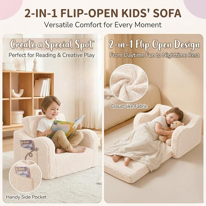 MOMCAYWEX Kids Sofa, 2-in-1 Flip-Out Foam Couch - Image 5