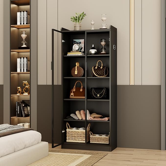 Dystler Display Cabinet with Doors and Adjustable Shelves, 5 Tier Display Case - Image 7