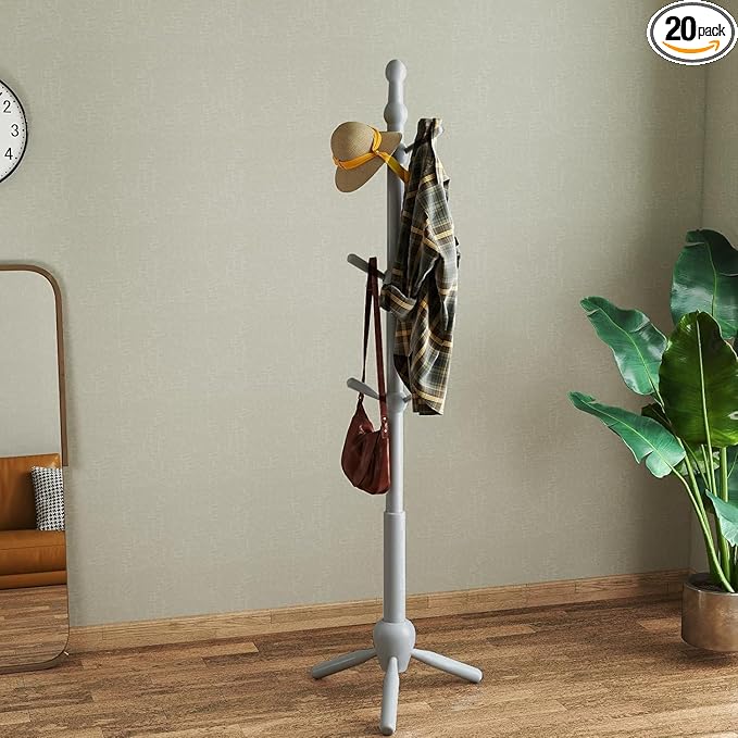 Solid Wood Coat Rack Stand, Vintage Heavy Duty Coat Hanger Stand by Deenziilix
