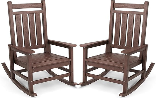 SERWALL Oversized Outdoor Rocking Chair Set of 2, HDPE Rocker by SERWALL