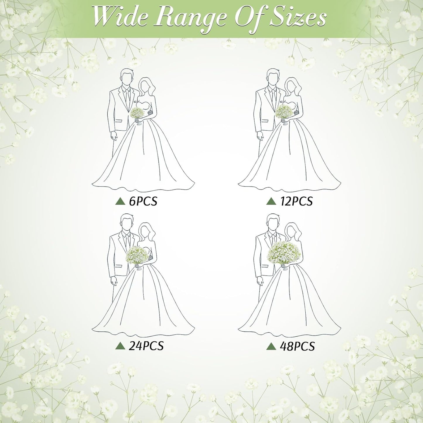 Babys Breath Artificial Flowers, Real Touch Babys Breath Flowers Artificial Bulk for Wedding Decor, White Fake Flowers for Party Home Garden Decor (6, White)