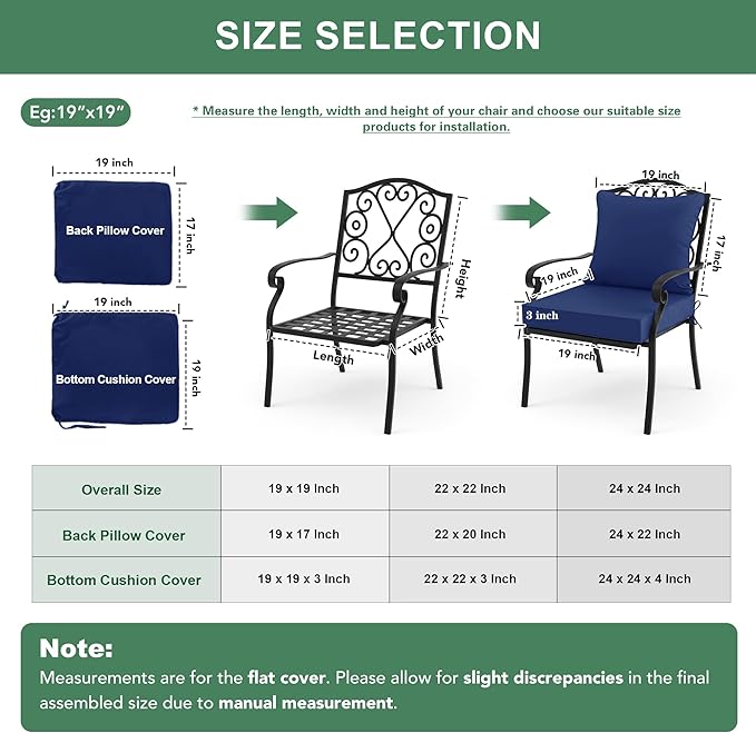 Summsun Outdoor Chair Cushions Set of 4, Waterproof Backrest and Deep Seat - Image 7
