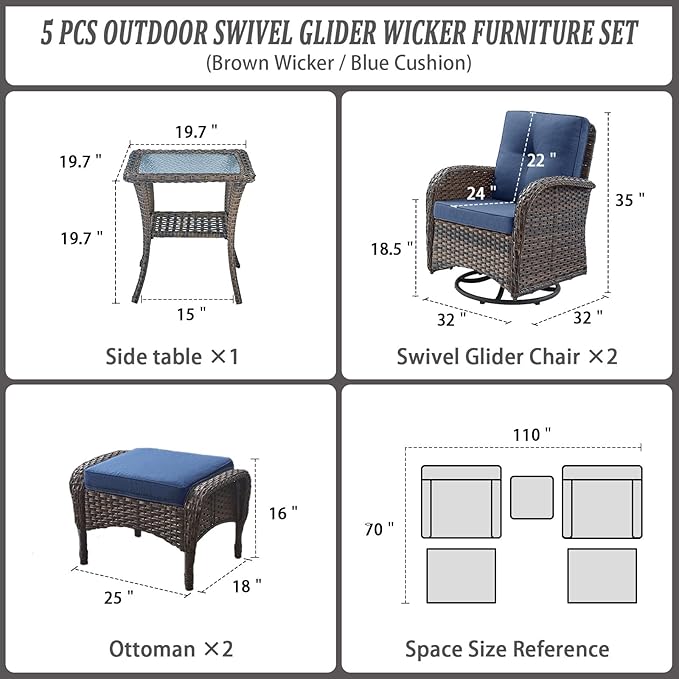 Belord Small Conversation Sets Patio Funiture - Image 3