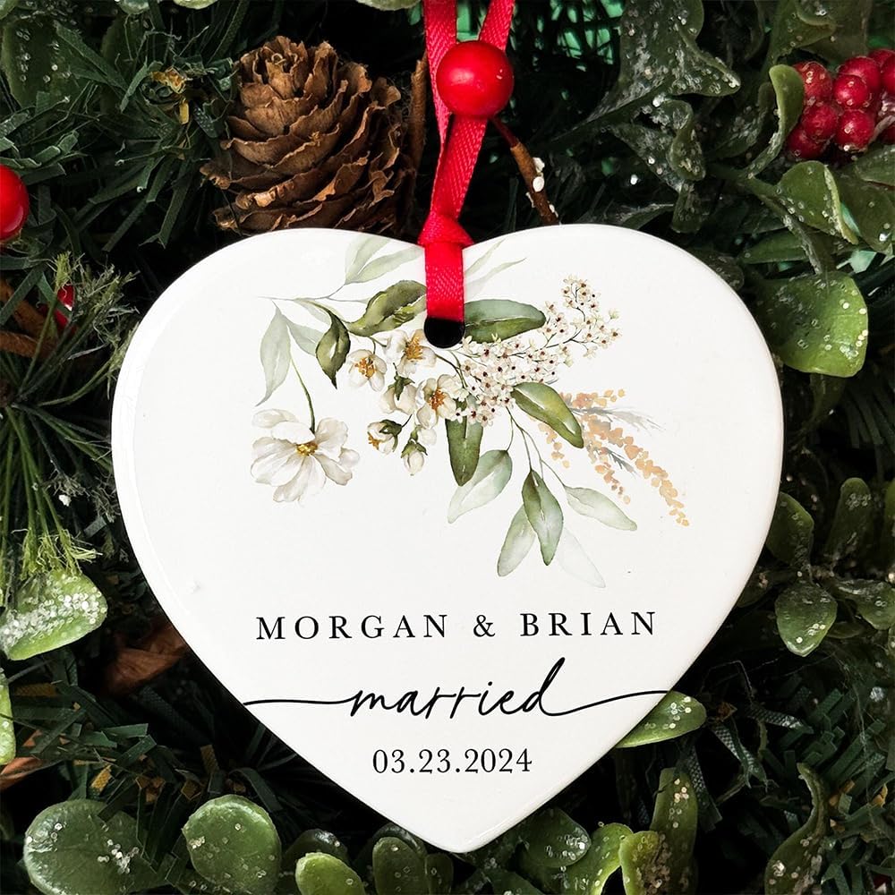 GABITA Personalized First Christmas Married Keepsake, First Christmas Married Ornament 2025, Decorations for New Couple, Married Ornament Calendar Gift 7