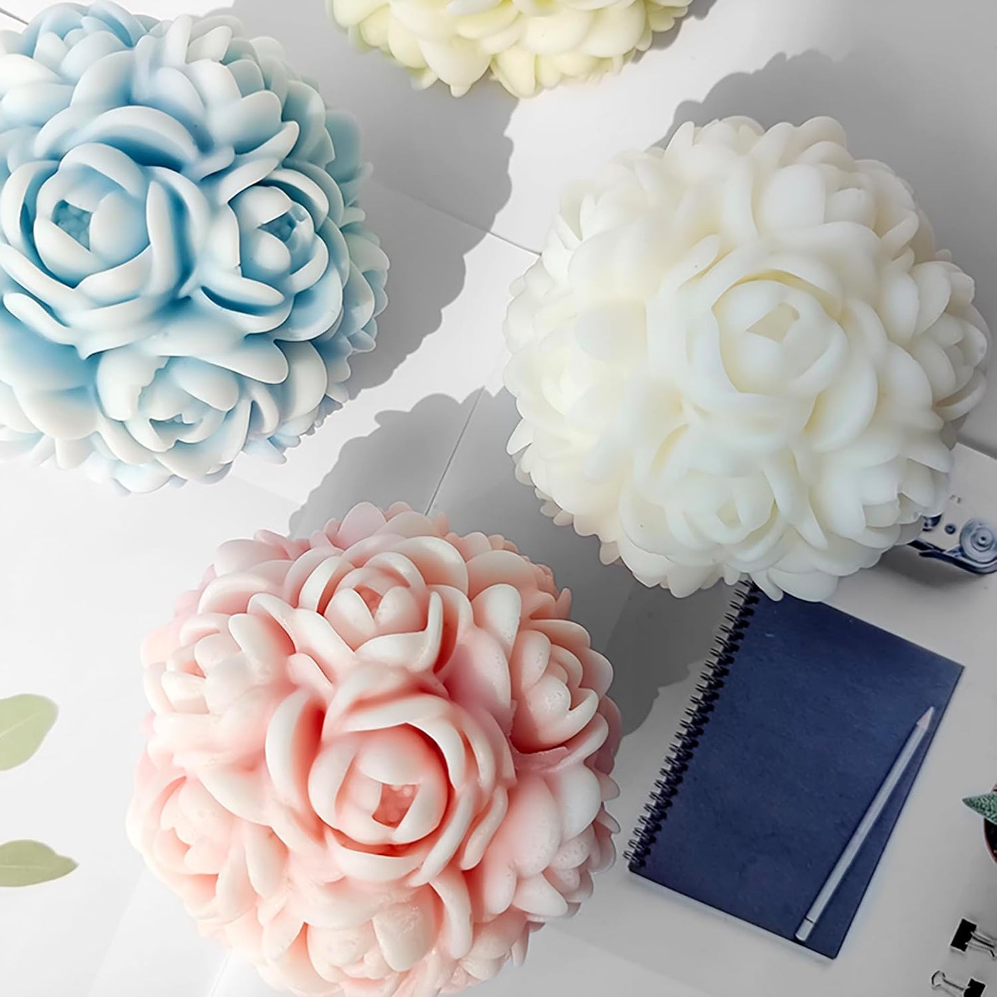 Rose 3D Flower Candle & Ball Mold - Jewelry Resin Casting & Candle Making Molds