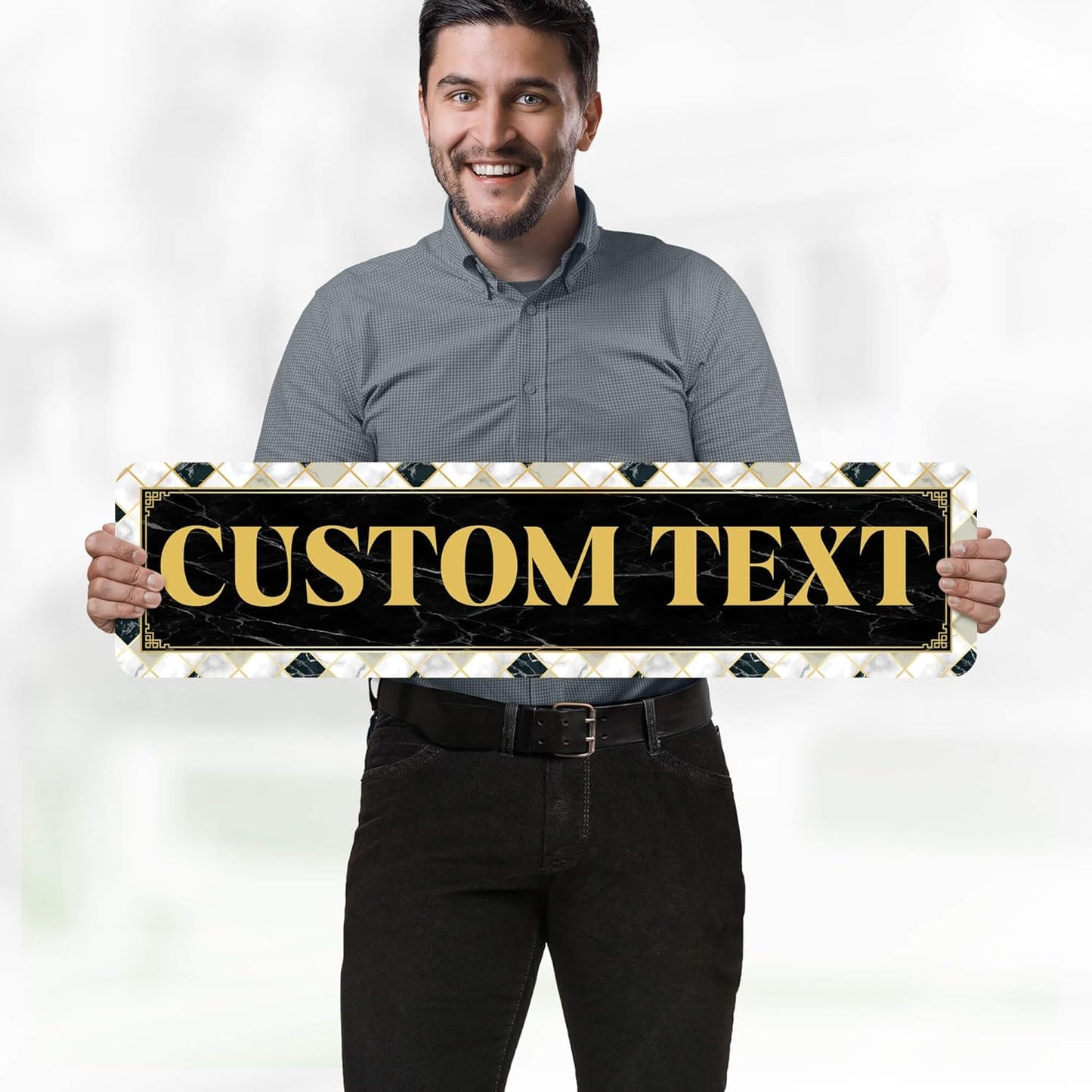 Custom Sign, Custom Street Sign, 11 Font Colors, 13 Font Styles, 4 Hole Options, 22 Sizes, 8x32 Inches, Rust Free DiBound, Fade Resistant, Made in USA by My Sign Center (Marble Tile)