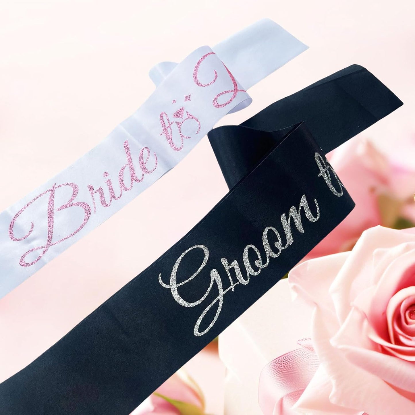 Bride Sash Bachelorette Party Bride and Groom to Be Sash for Bridal Shower Wedding Hen Party Decorations Engagement Gifts,White Pink