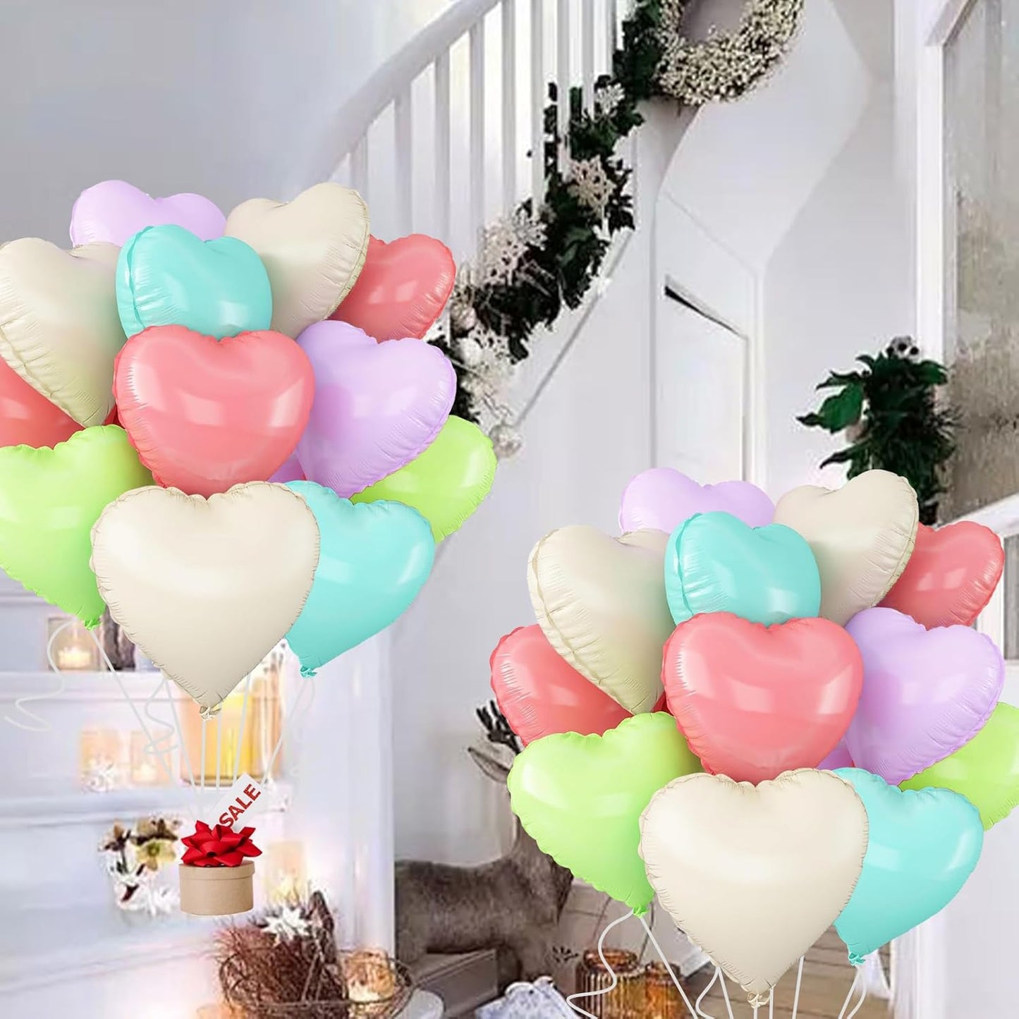 5 Colors Heart Balloons,18inch Heart Shaped Foil Balloons & Helium Mylar Balloon for Anniversary Wedding Engagement Birthday Party Baby Shower Valentines Day Decorations(12Pcs)