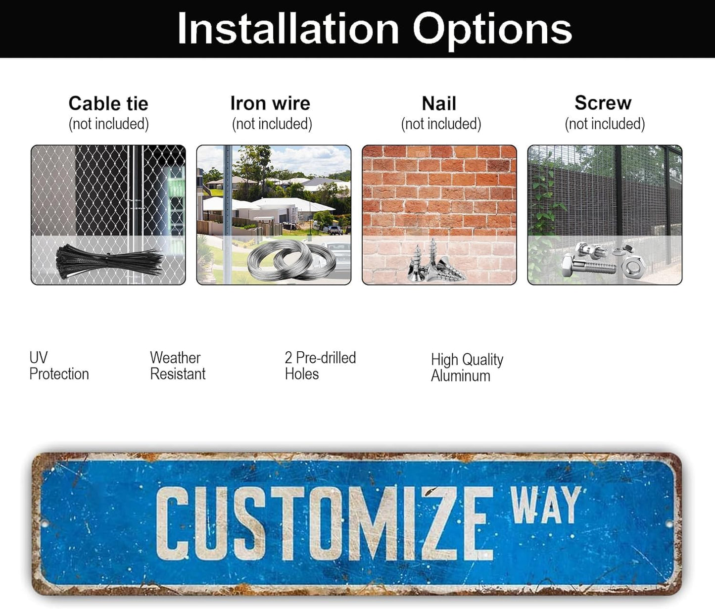 Custom Signs Outdoor Metal, Personalized Street Sign for Home Bar Wall Decor, Indoor/Outdoor Use, Fade Resistant .040 Aluminum 4x18 Inches