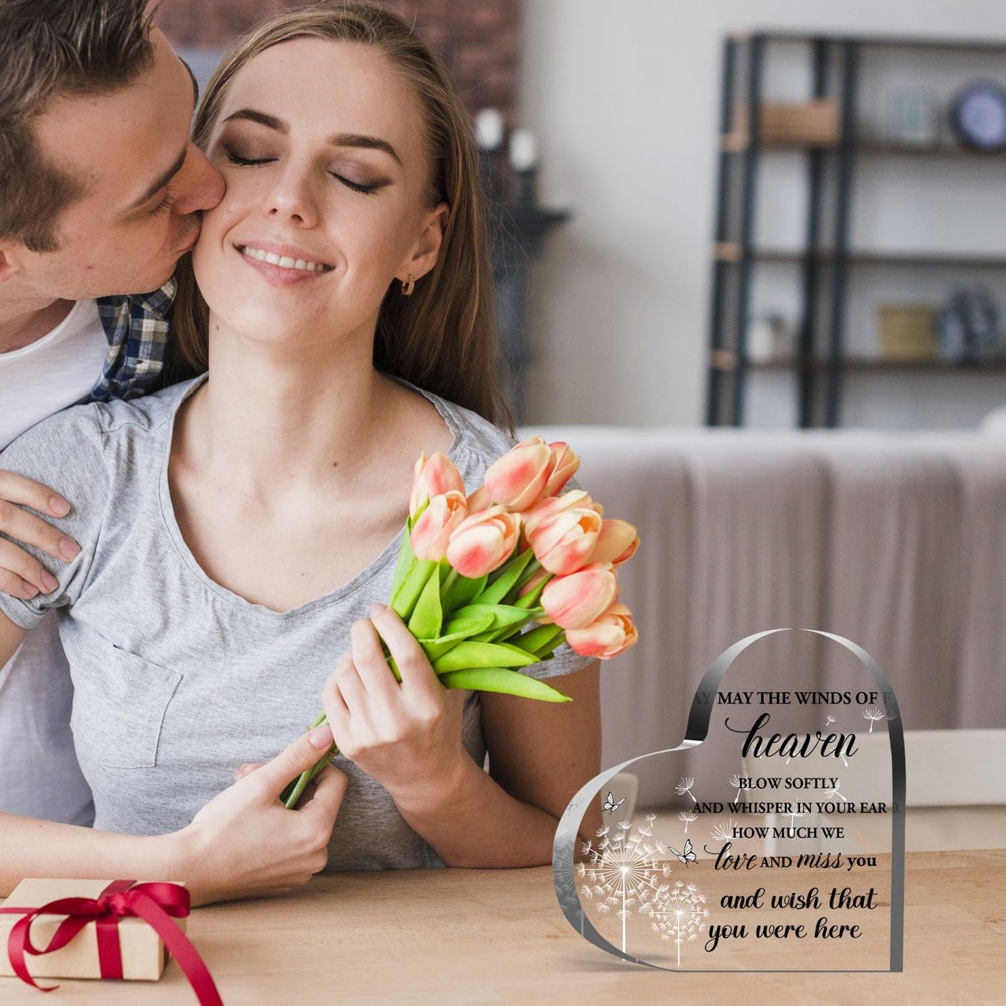 Sympathy Gifts for Loss of Love One, Memorial Gifts for Family Women Man, In Memory of Love One Acrylic Heart Plaque, Bereavement Condolences Grief Gifts, Funeral Remembrance Decor Ornament Sign