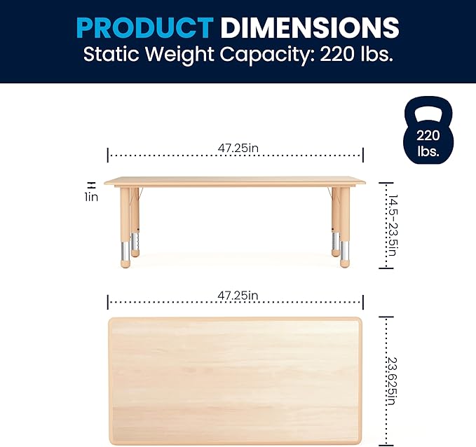 Flash Furniture Wren Adjustable Classroom Activity Table - Image 2