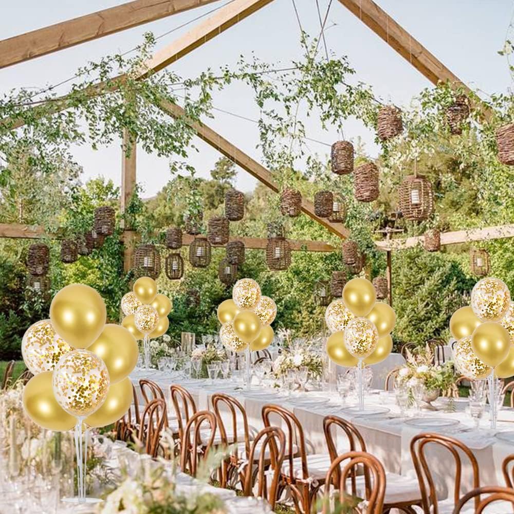TONIFUL Inflatable Toys 6 Balloon Centerpieces with Gold Balloon Stand Kit for 2025 Graduation,Anniversary,Table Party Decorations,30th 40th 50th 60th 70th 80th Birthday Decorations New Years 2025