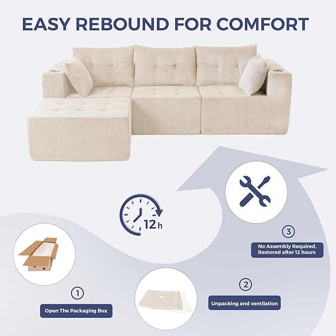 MAXYOYO Modular Sectional Sofa Couch, L Shaped Modern Cloud Couch - Image 6