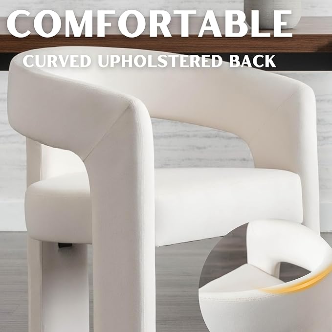 RIVOVA Modern Barrel Dining Chairs Set of 4, Velvet Upholstered Accent Side - Image 4