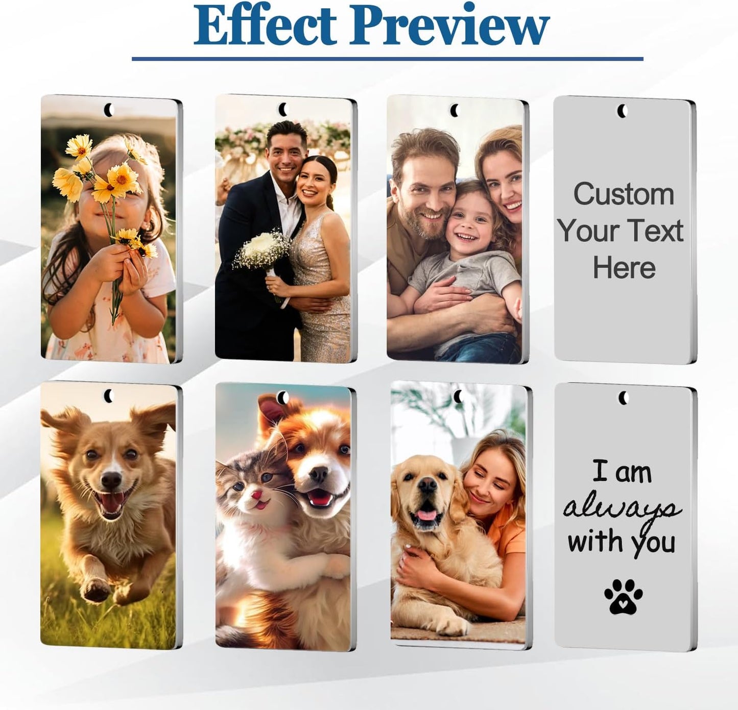 Custom Keychain with Picture, Personalized Keychain with Engraved Photo/Text, Gifts for Family and Friends