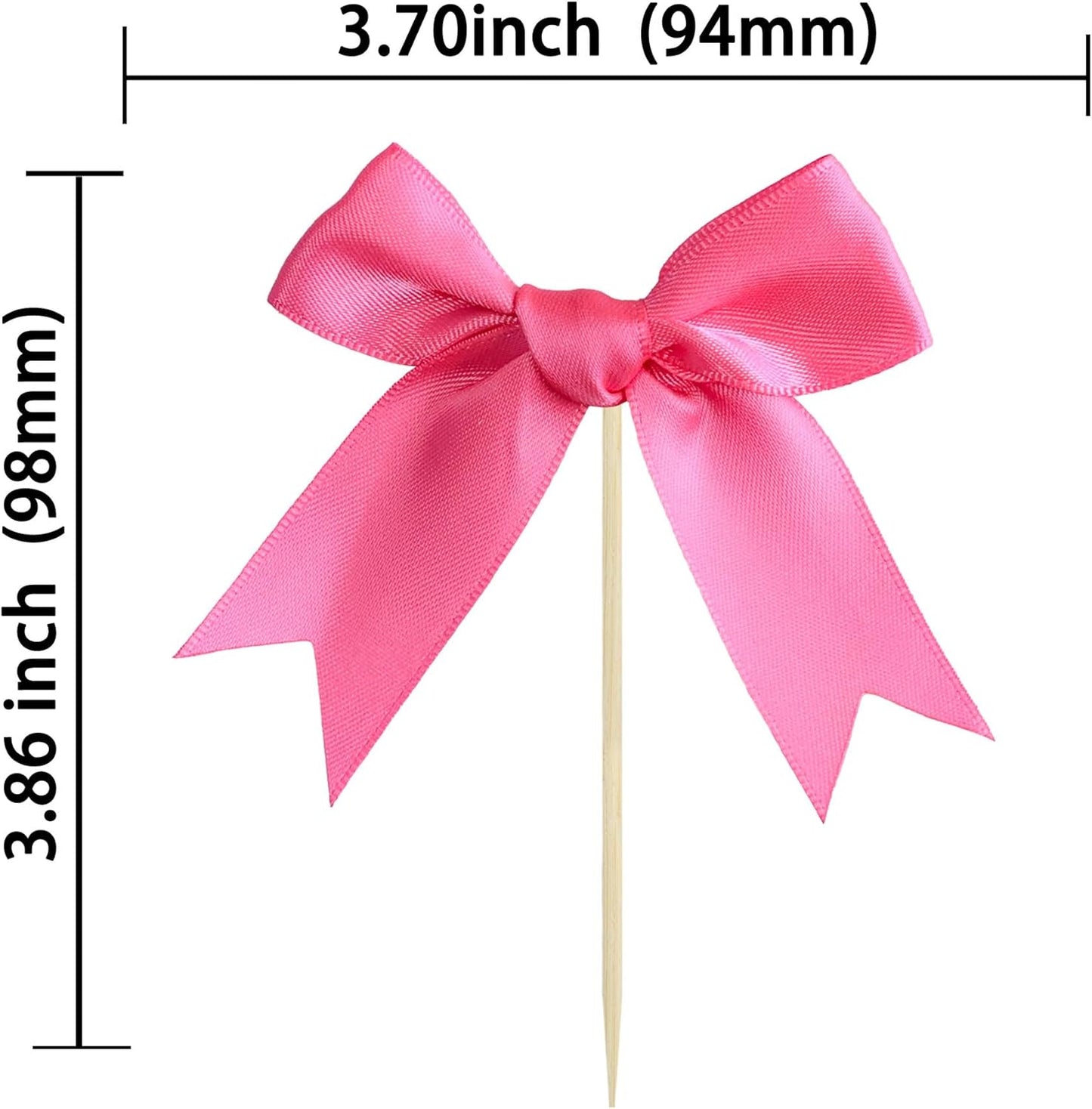 Gyufise 24Pcs Bow Cupcake Toppers Coquette Bow Girls Birthday Cake Decorations Bowknot Cake Toppers Bowknot Cupcake Picks for Baby Shower Birthday Wedding Bridal Engagement Party Supplies Rose Red