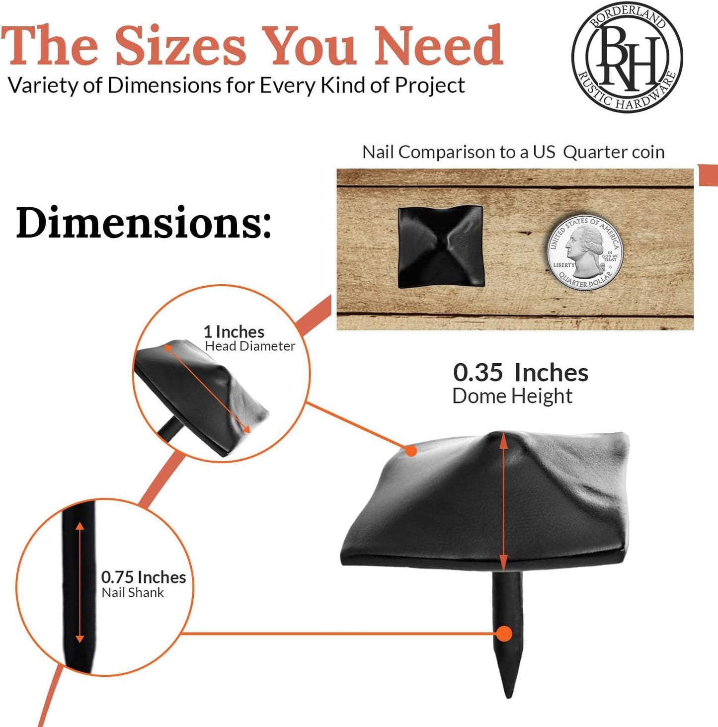 50 Pack 1" Square Head Iron Clavos Decorative Nails – Black – Handmade Rustic Square Fasteners for Farmhouse Shutters, Faux Wood Beams, Barn Doors, Shutters, and Gates – Ornamental Wood Accent